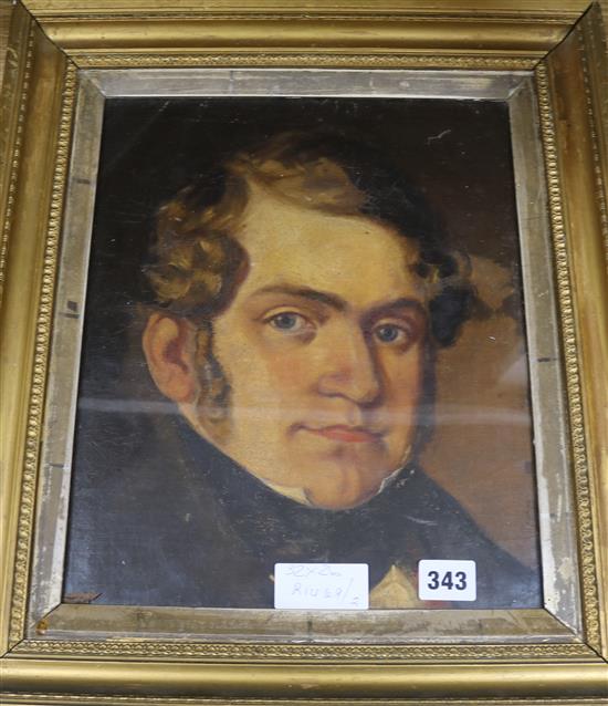 19th century English School oil on canvas board, Portrait 32 x 26cm